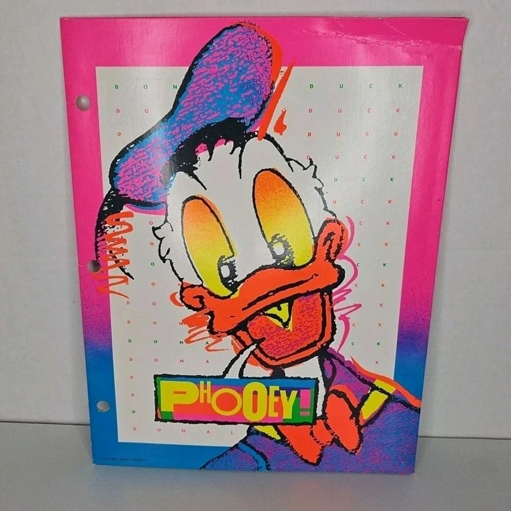 Vtg MEAD Donald Duck 3 Ring Folder & Writing Tablet 1980's Disney Stationary Rar